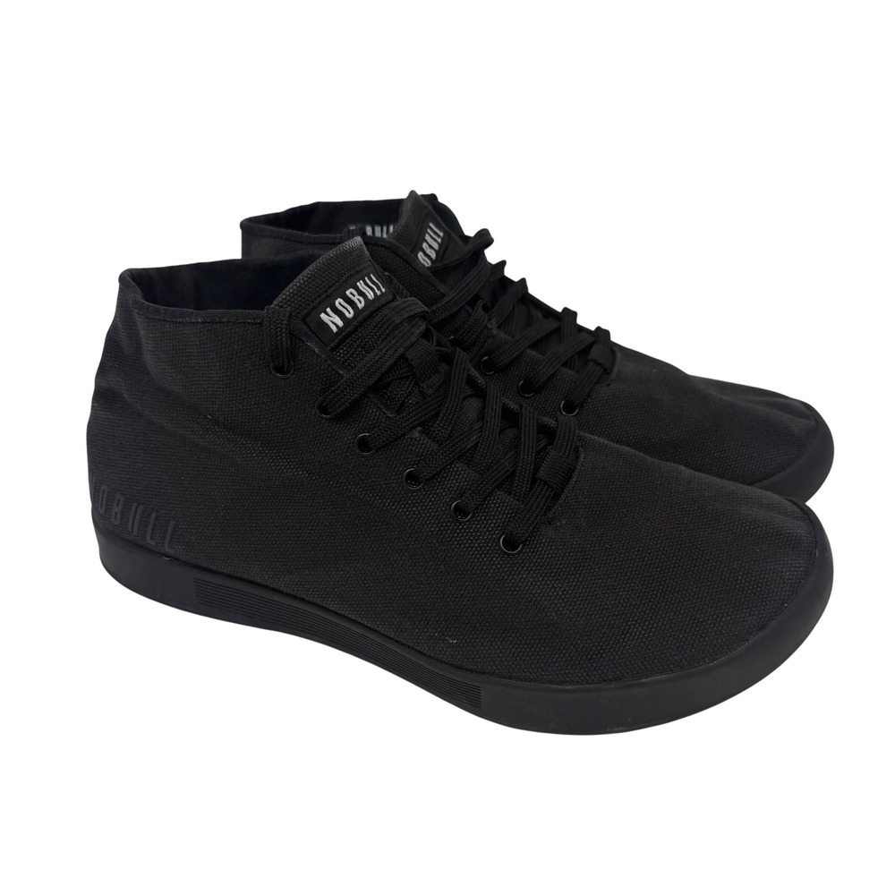 NOBULL Canvas Mid Trainer Black Out Mens 9 / Womens 10.5 Training Shoes High Top
